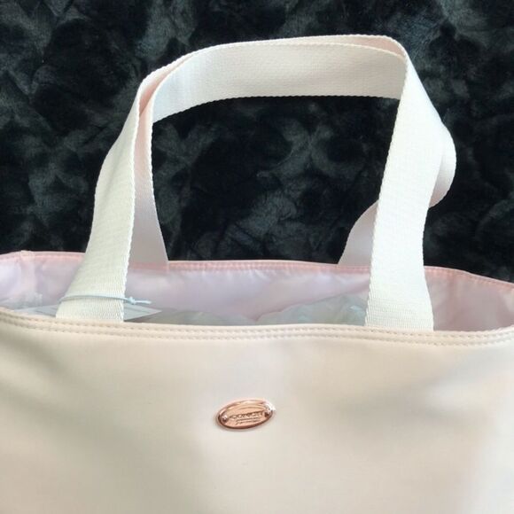 Coach Tote Large Shoulder Bag Pink Shimmer Purse Beach Shopper Travel Weekender - Picture 5 of 8